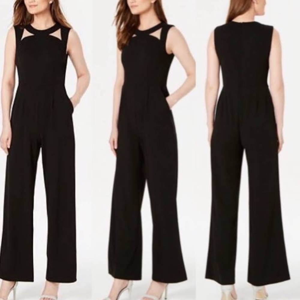 Calvin Klein Black Cut Out Jumpsuit Sleeveless NWOT